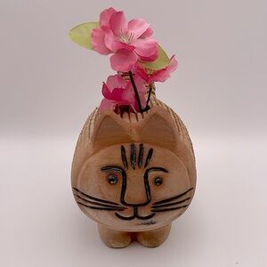Chia Pet, Bud Vase, “Felix the Feline”, “Lisa Larson” Style CAT, Terracotta Clay